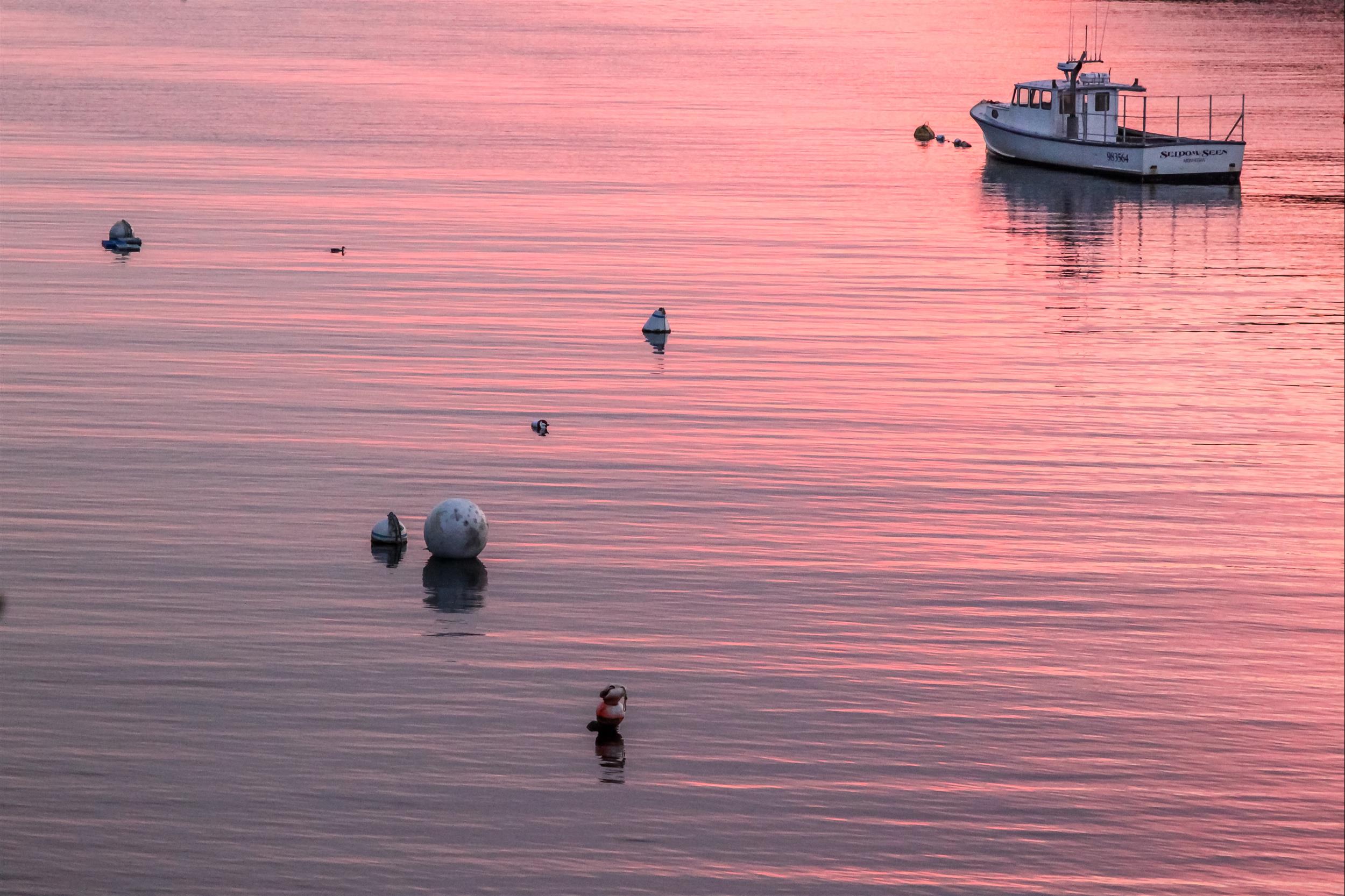 A boat on the water during a sunset